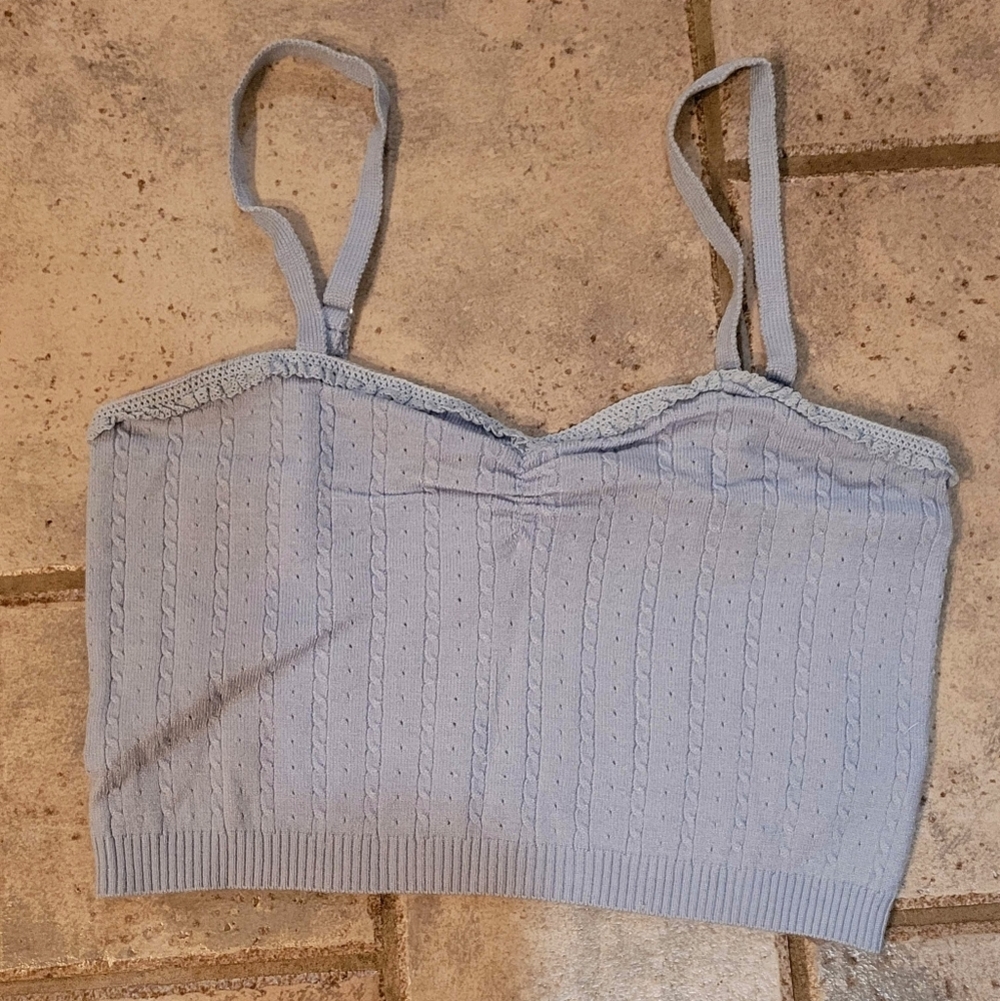 NWT Free People Intimately Morning Light Set Baby Blue Ribbed Knit M - Picture 6 of 14
